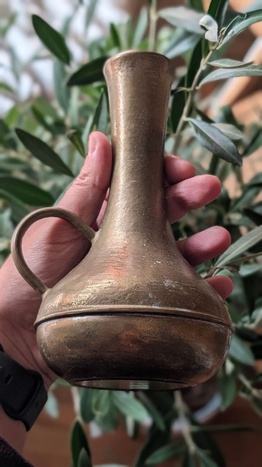 Antique hammered brass pitcher – oriental/handmade style