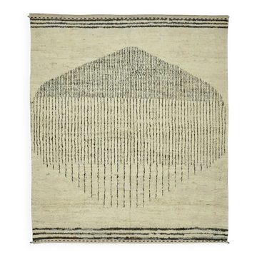 Tapis en laine beige décoratif tribal fait main 267 cm x 305 cm