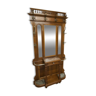 Napoleon III wardrobe in walnut, late 19th century, 3 mirrors, marble.