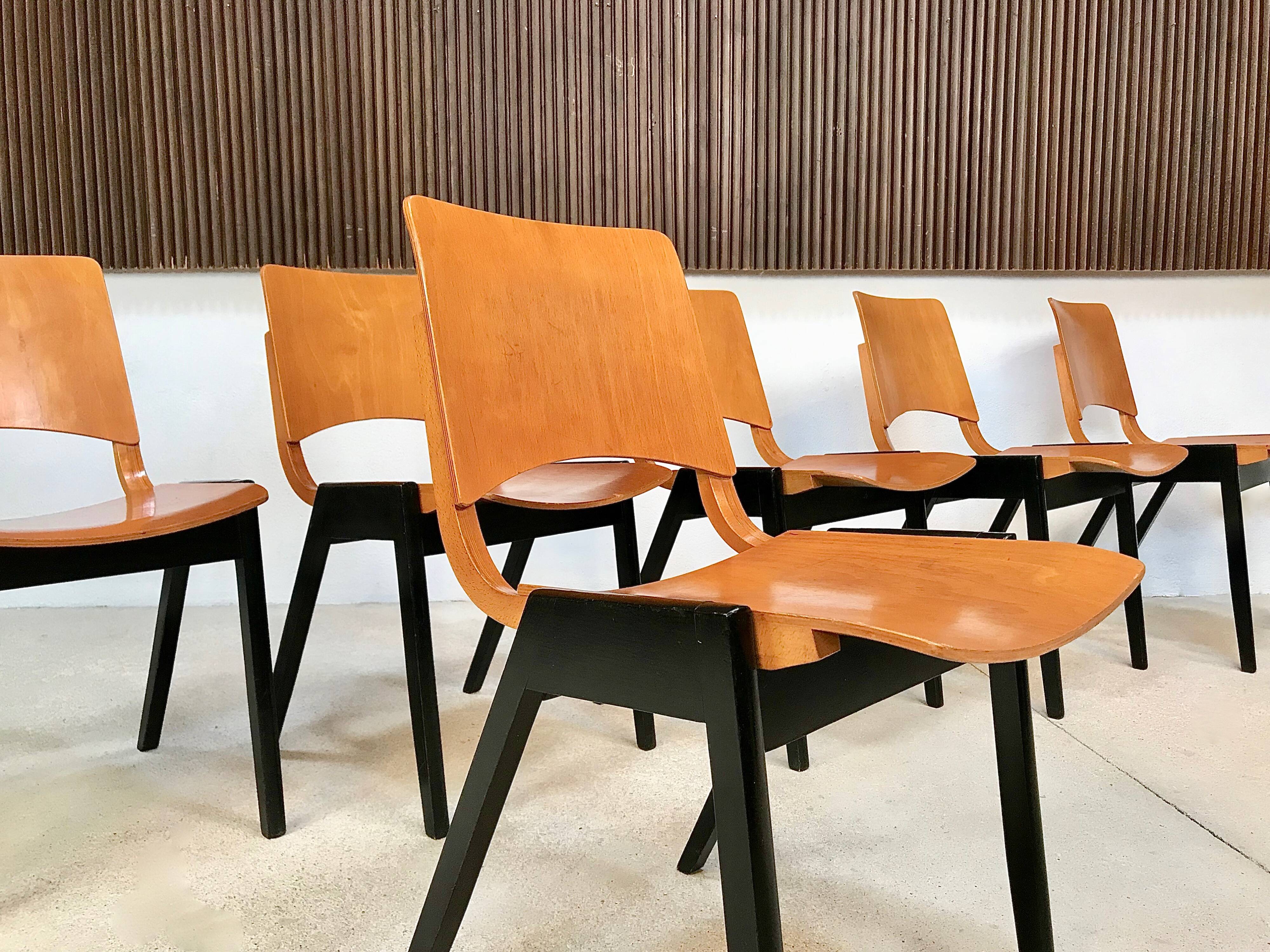 Set of 6 Dining Chairs P7 by Roland Rainer for E & A Pollack, Vienna 1952