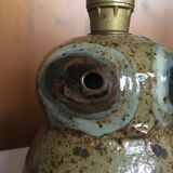 Pied de lampe hibou en grès pyrité signée Guy Baudat