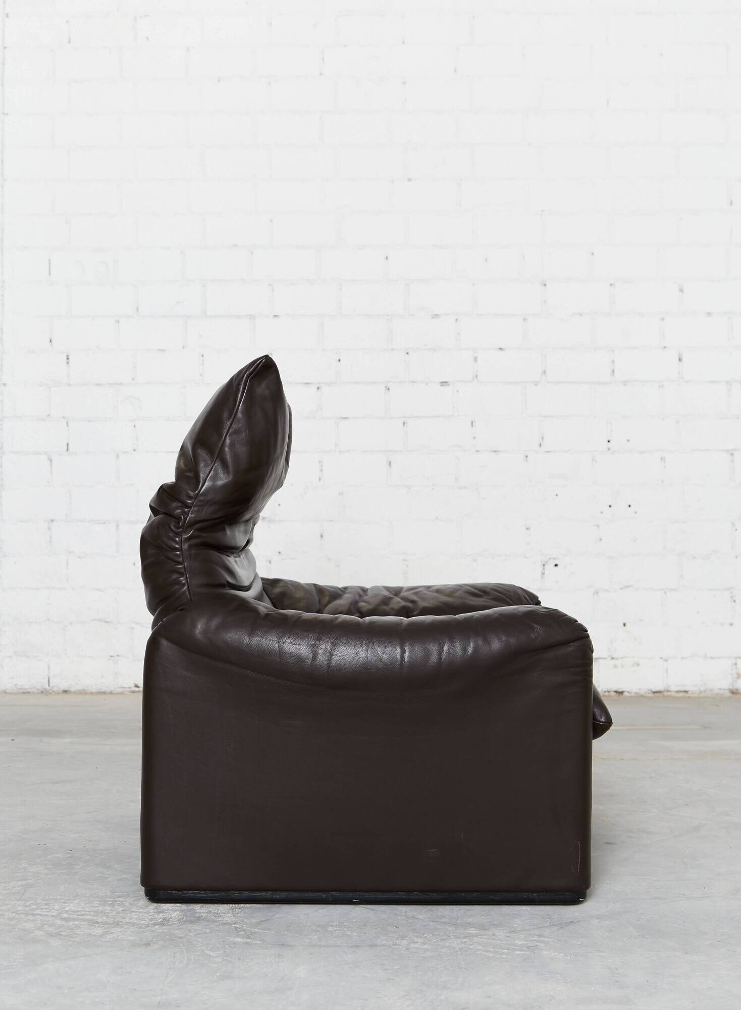 Leather Maralunga Lounge Chair and Ottoman by Vico Magistretti for Cassina