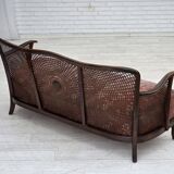 1950s, Danish 3-seater sofa, salmon/pink velour, furniture mesh.