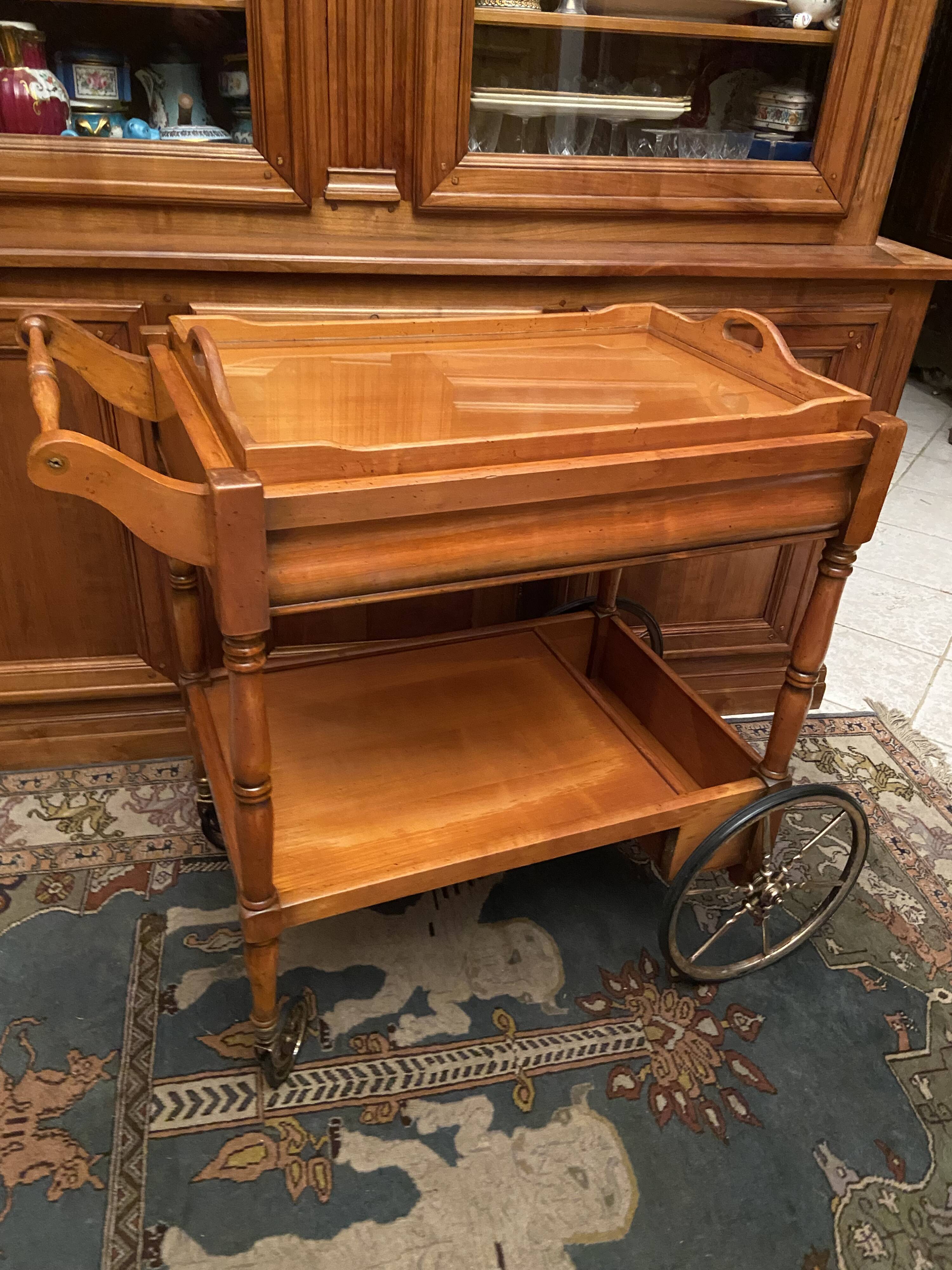 Serving table in blond cherrywood with removable top
