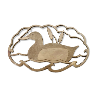 Dessous de  plat vintage argenté canard