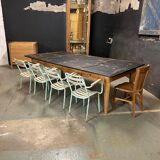 Old oak bookcase table 8 drawers