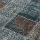 Handmade Anatolian Vintage 171 cm x 243 cm Grey Patchwork Carpet