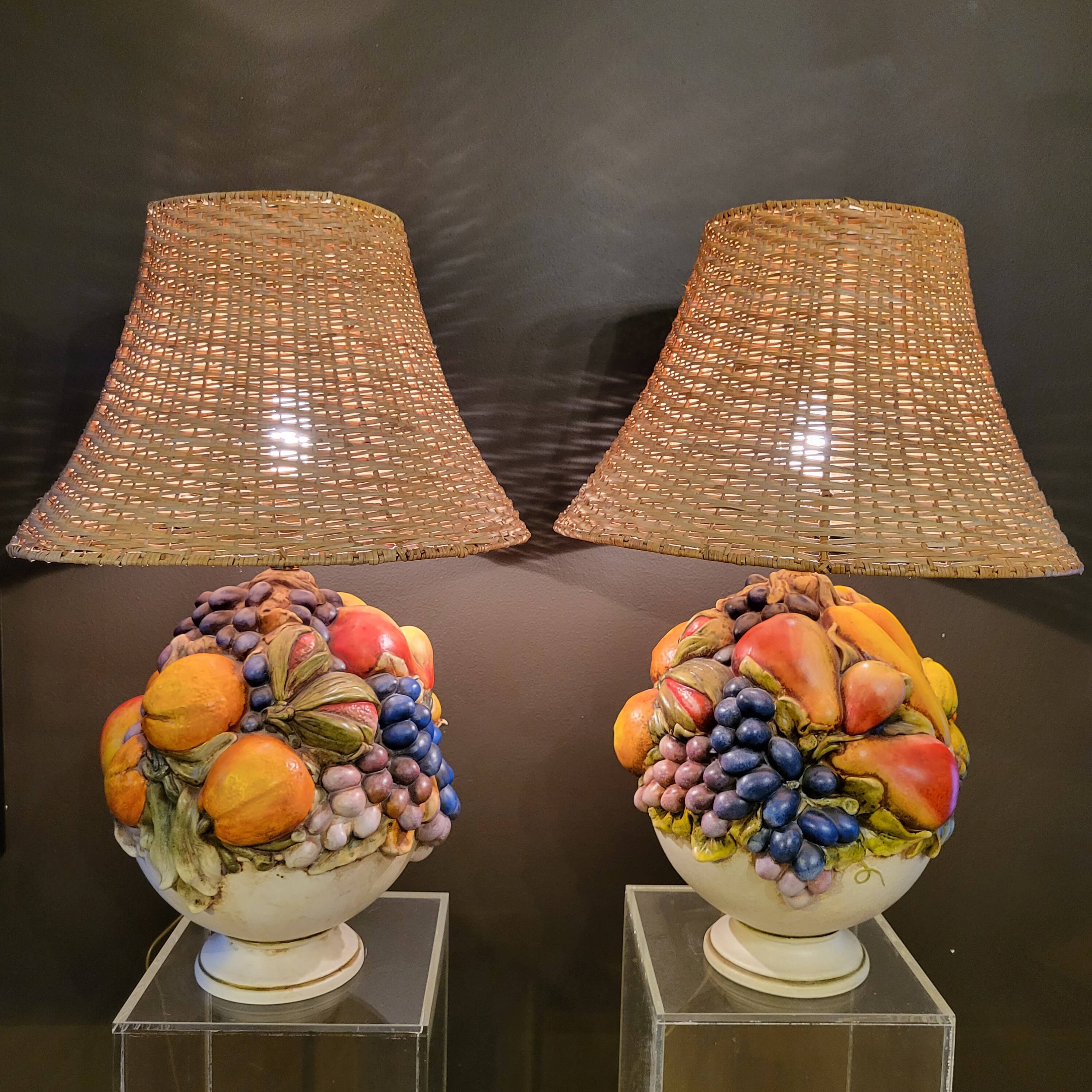 Large pair of Italian designer ceramic lamps 70'80'