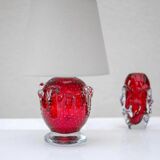 Red crystal glass lamp by Börne Augustsson for Åseda