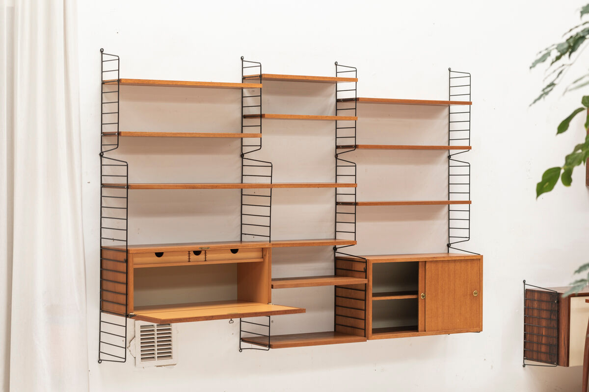 3-Piece wall unit by Nisse Strinning for String, Sweden, 1960s
