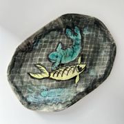 Decorative fish plate signed