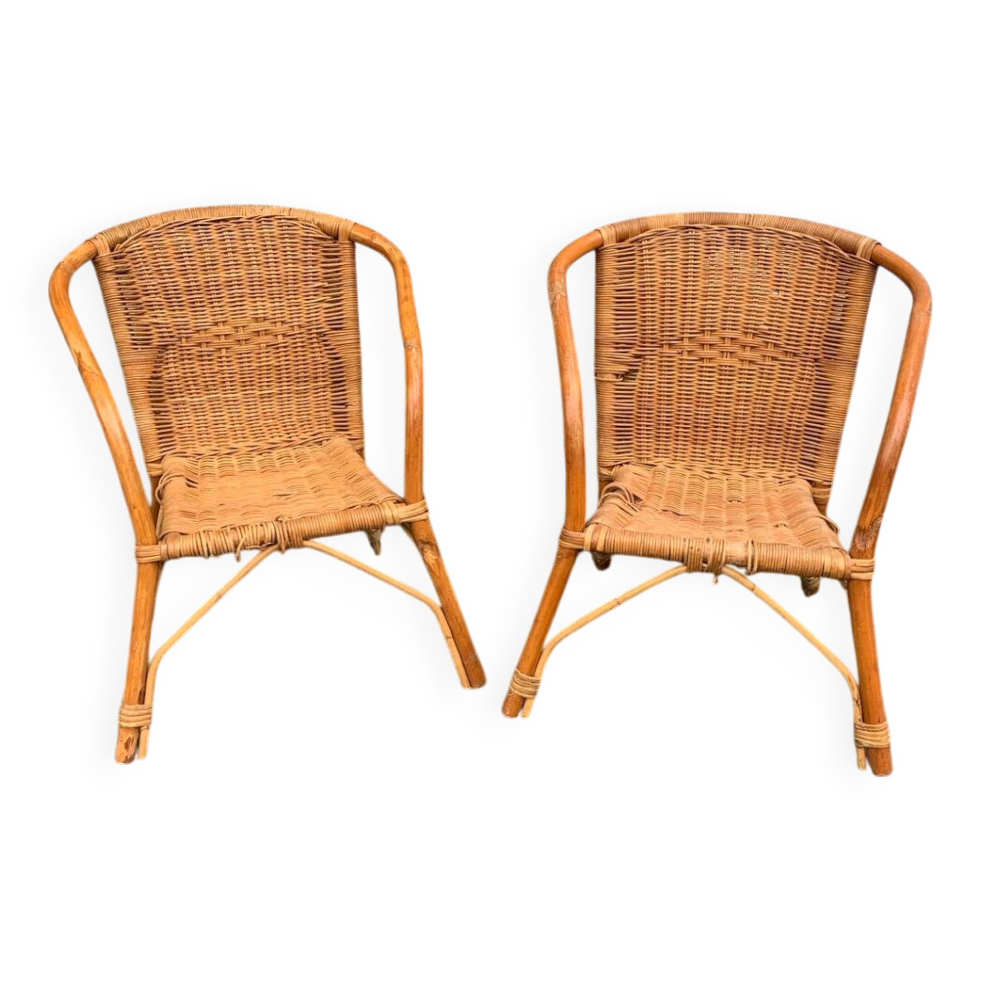 Pair of vintage children's wicker chairs