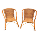 Pair of vintage children's wicker chairs