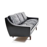 1960s Georg Thams Black Leather Three-Seater Sofa