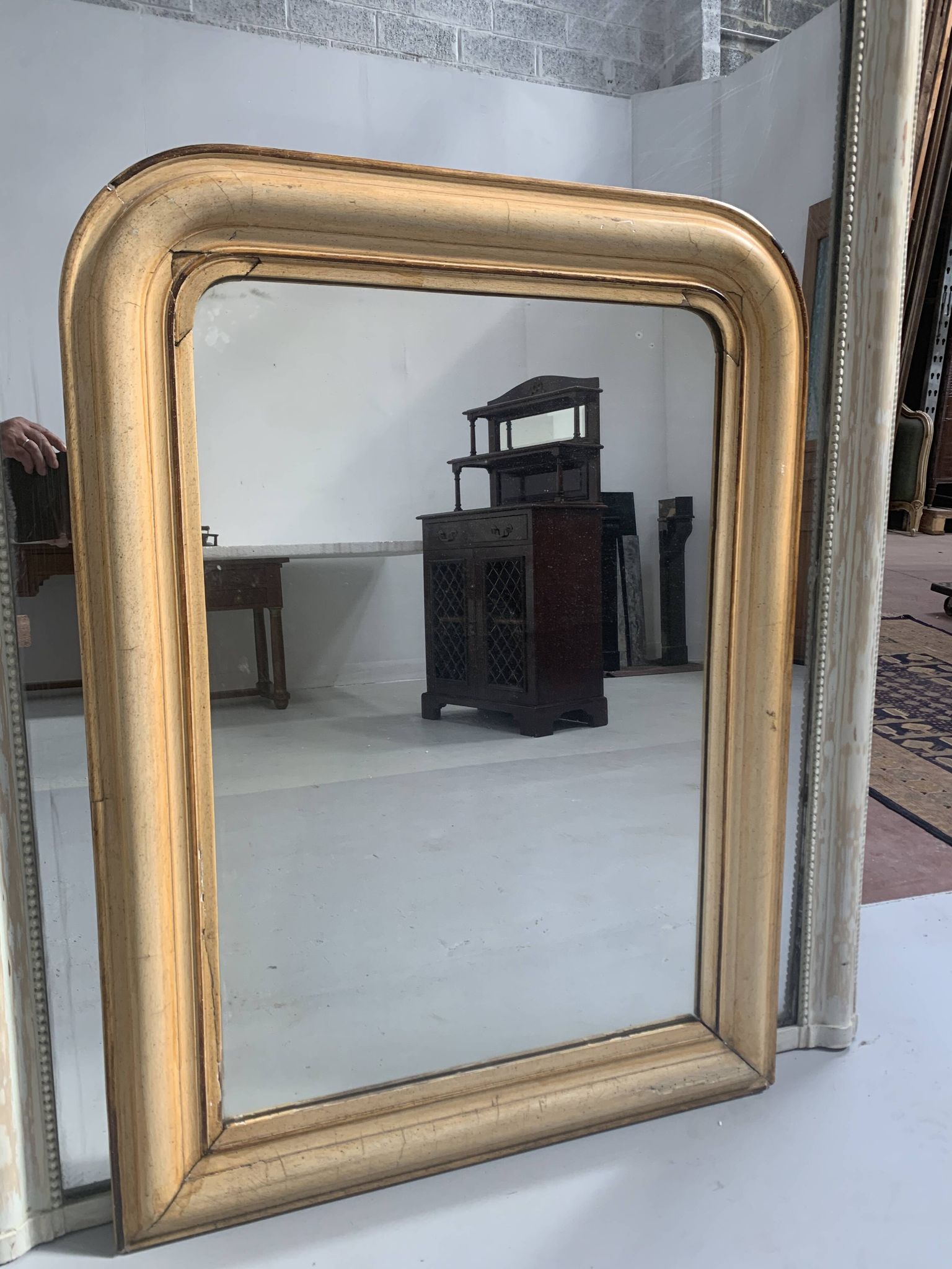 Miroir Louis Philippe en bois et stuc pariné XIX siècle