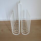 Vintage White Metal Magazine Rack