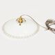 Vintage French suspension in white glass with scalloped edge.