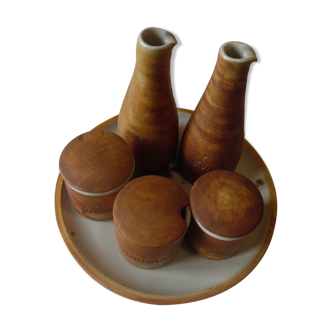 Superb service to condiments modernist style, pottery La Colombe. '60'