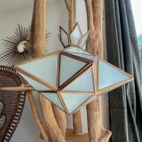 Vintage frosted glass and brass star pendant light
