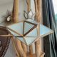 Vintage frosted glass and brass star pendant light