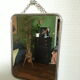 Vintage barber mirror with chain