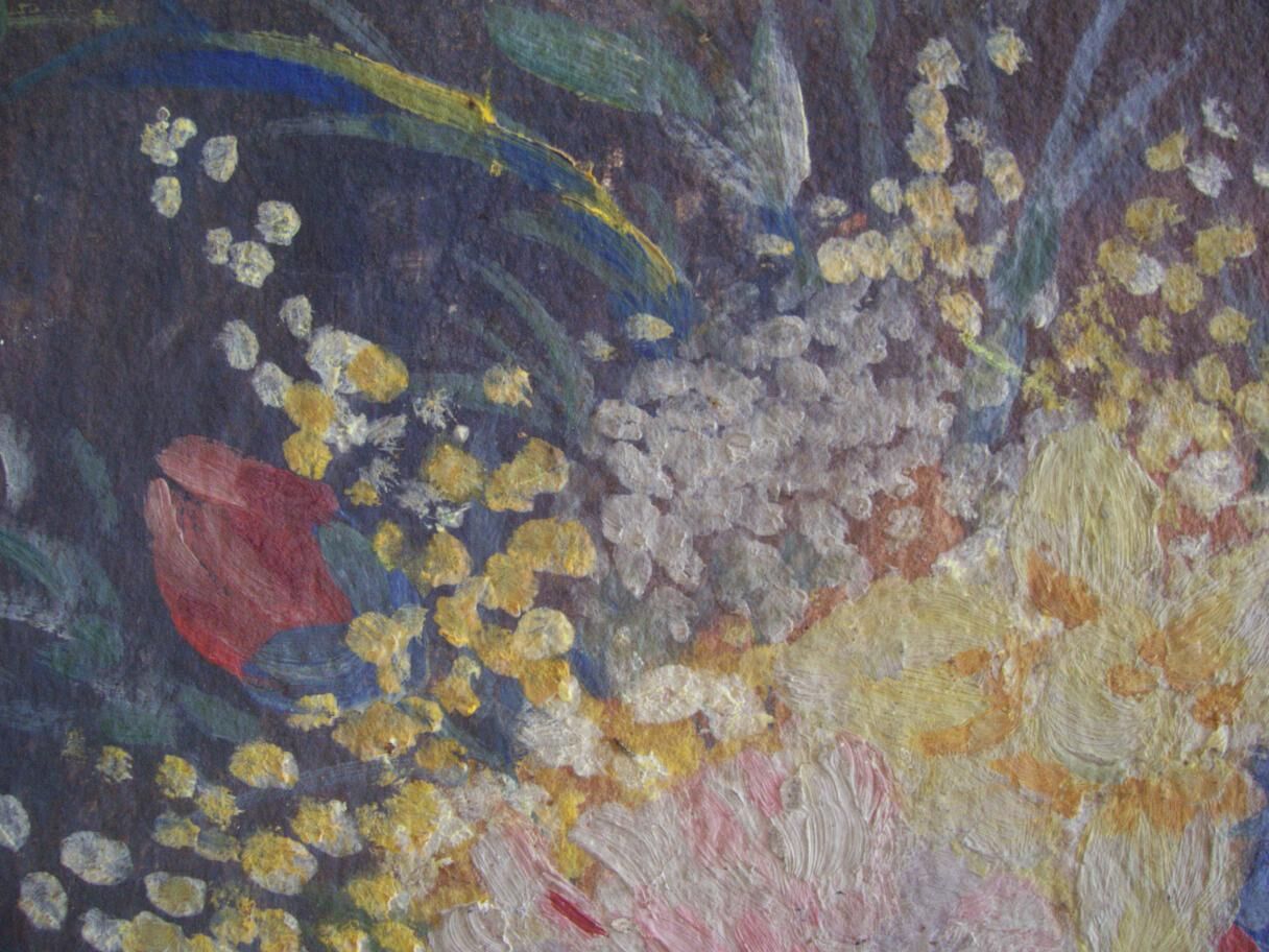 Old flower pot painting signed