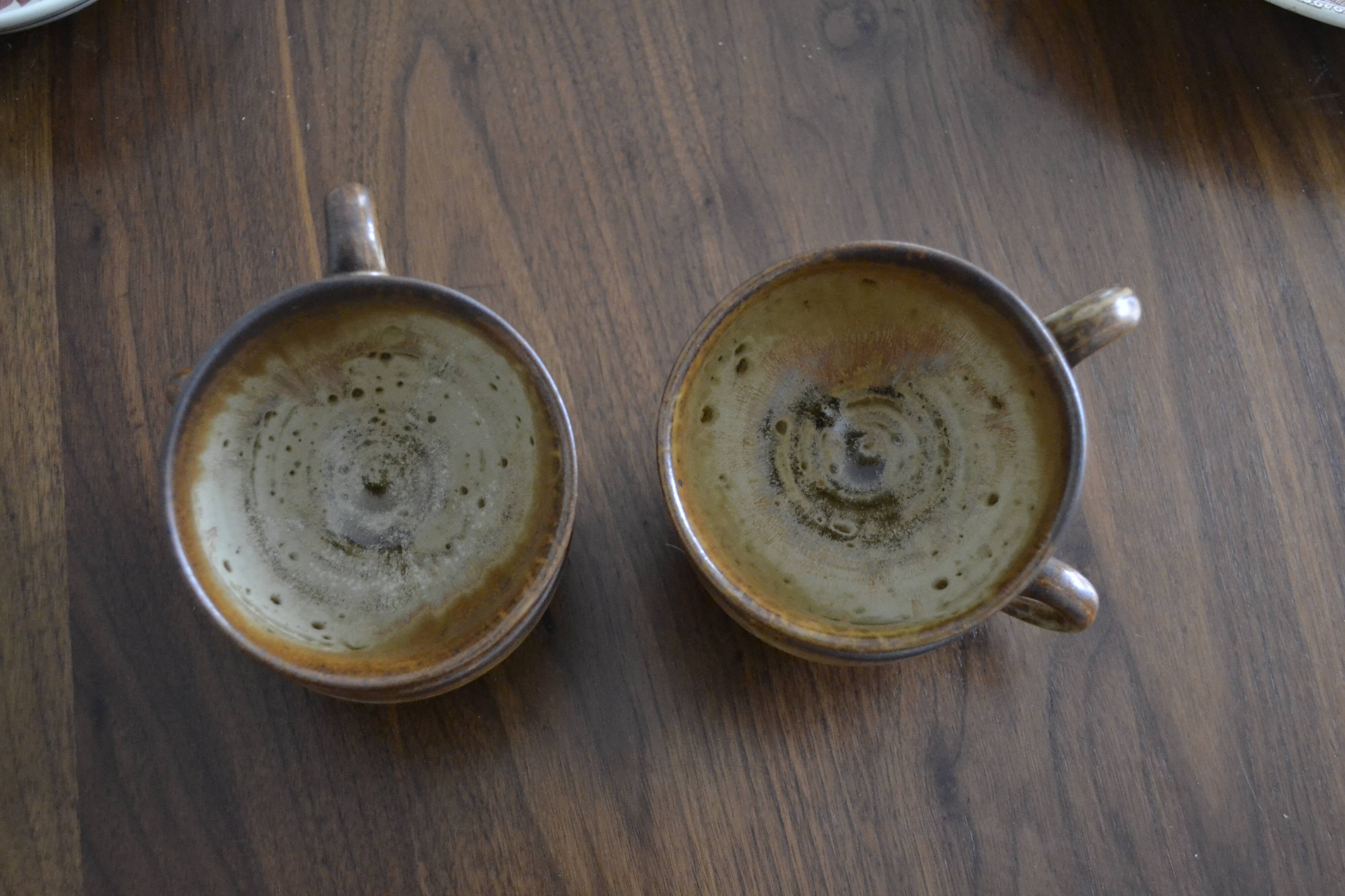 Set of 4 signed sandstone cups