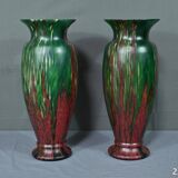 Pair of Glass Paste Vases – Mid 20th Century