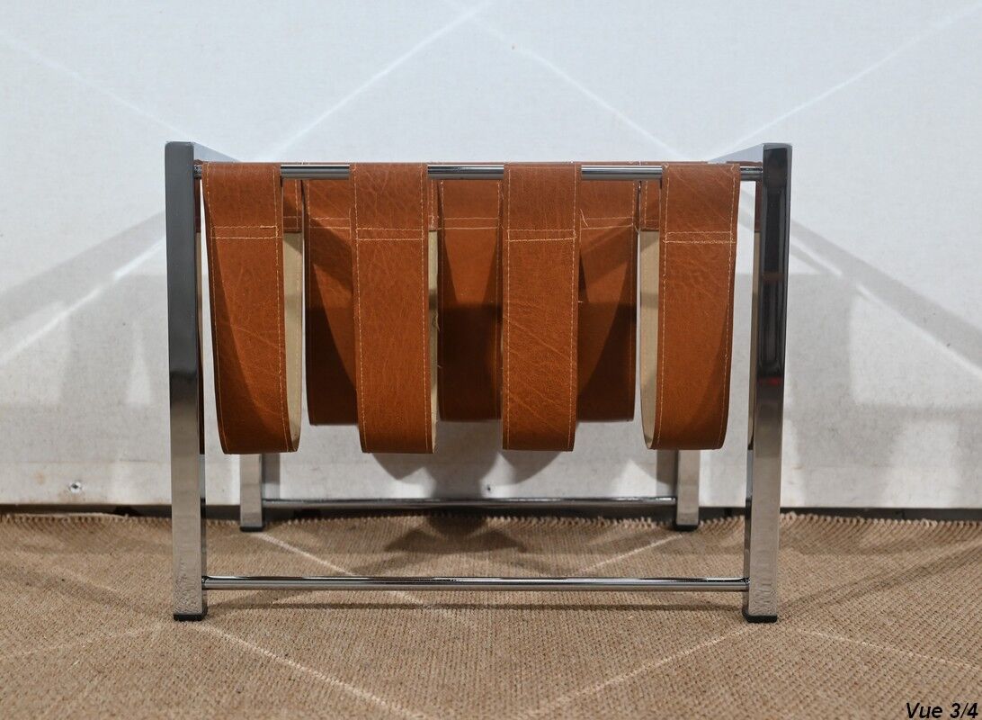 Leather and Chrome Magazine Holders "Novatrend" - XXth