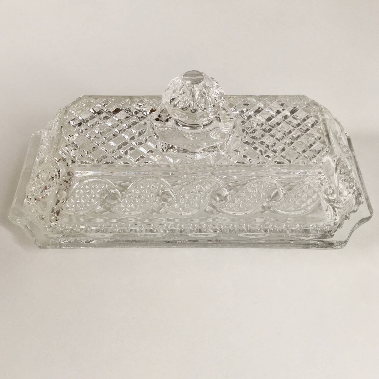 Vintage glass butter dish