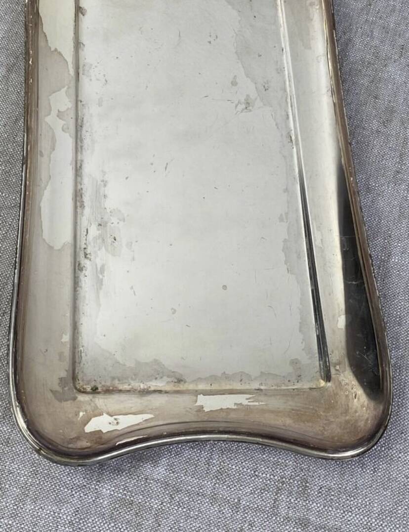 Silver-plated metal and glass hors d'oeuvre tray