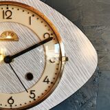 Clock formica wall clock vintage silent 50s "FFR Morbier gray white"