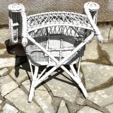 Vintage rattan kids garden armchair