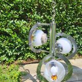 Pendant lamp, chandelier, chrome and Murano glass, Mazzega, Italy, 1960-70