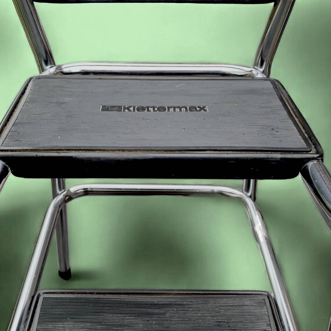 Vintage step stool in Skai and chrome metal - Hailo Klettermax