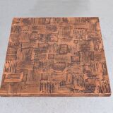 coffee table in copper and teak by heinz lilienthal, 1970s