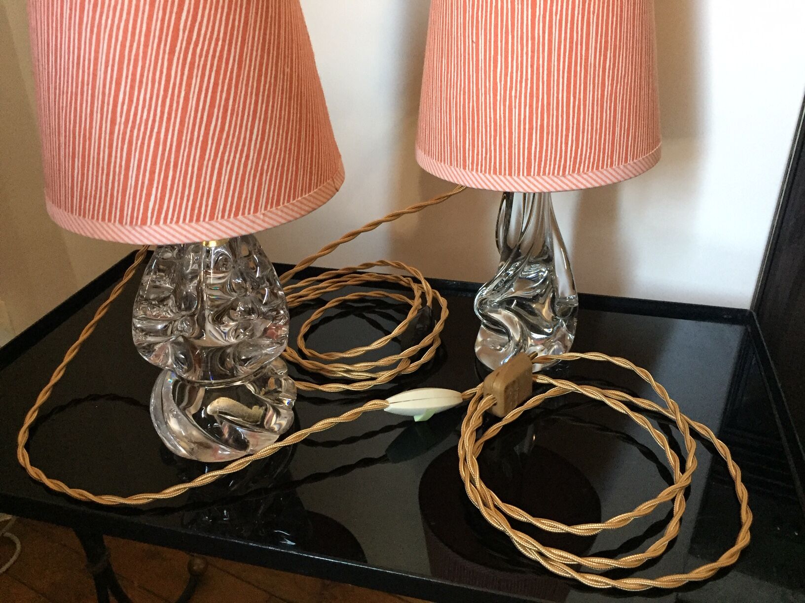 Pair of lamps, Crystal foot
