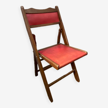 Chaise pliante en bois et skaÏ