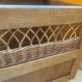 Wooden and rattan chest