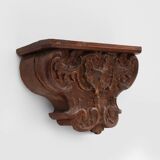 Antique wooden wall mounted carved console, France ca. 1850