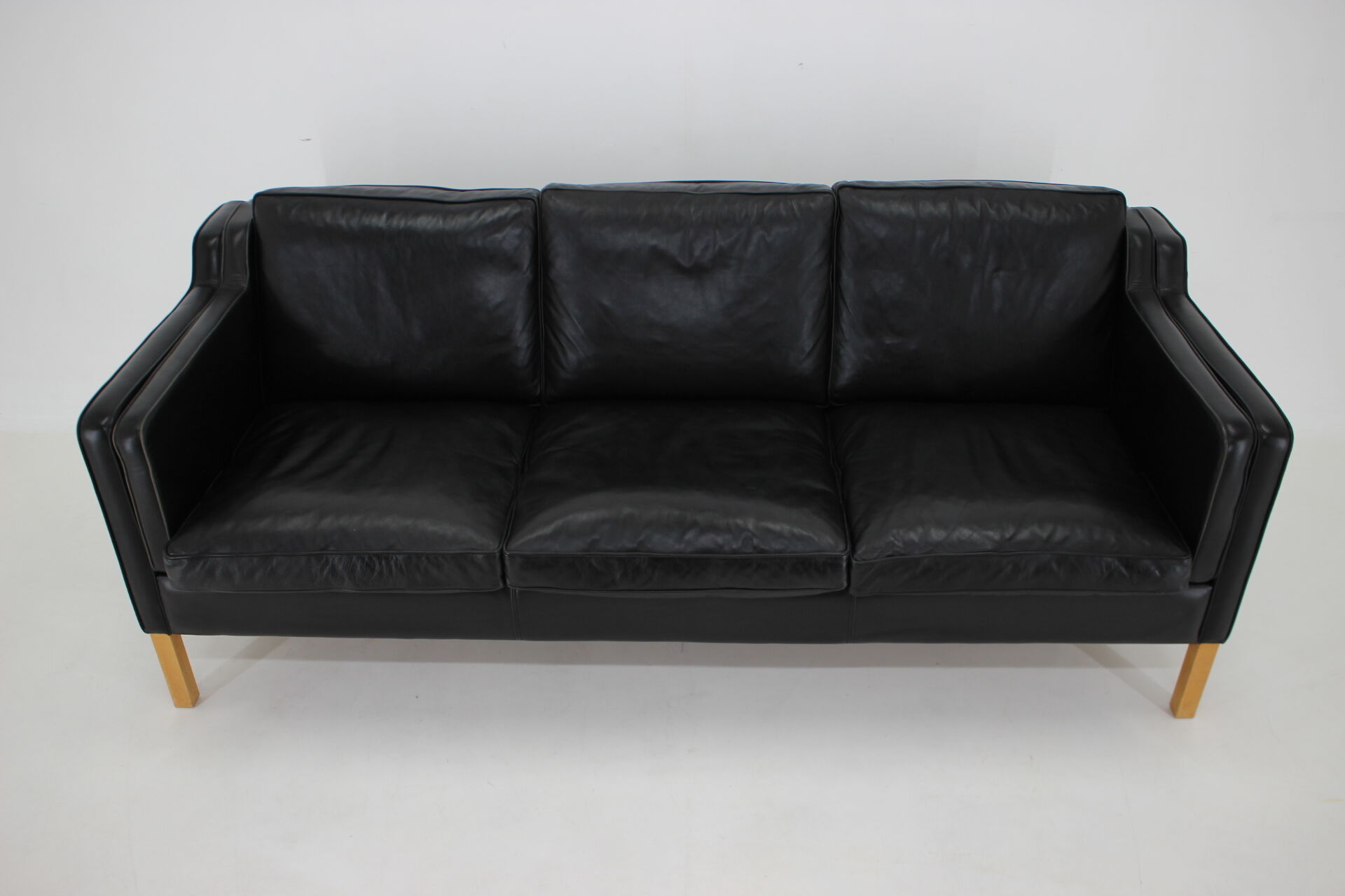 1980s Black Leather 3-Seater Sofa by Stouby, Denmark