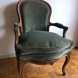 Green shepherdess armchair Louis XV style