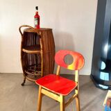 Vintage Bar Sports in bamboo and wicker bar cart, 1970s