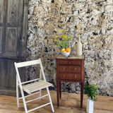 Louis XVI bedside in antique exotic wood marquetry / or harness