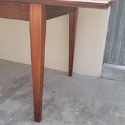 Old farmhouse table with mosaic top and tapered legs - 2m64