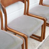Lot 4 chairs Baumann model Sled sled, wooden chair, Scandinavian design chair, 60s