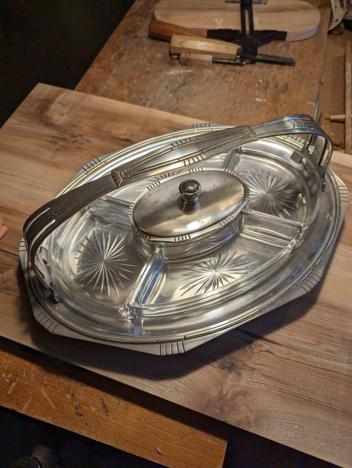 Silver metal aperitif server