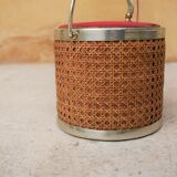 Vintage rattan ice bucket by Kraftware N.Y.C.