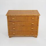 Bamboo and woven wicker chest of drawers, 1970s