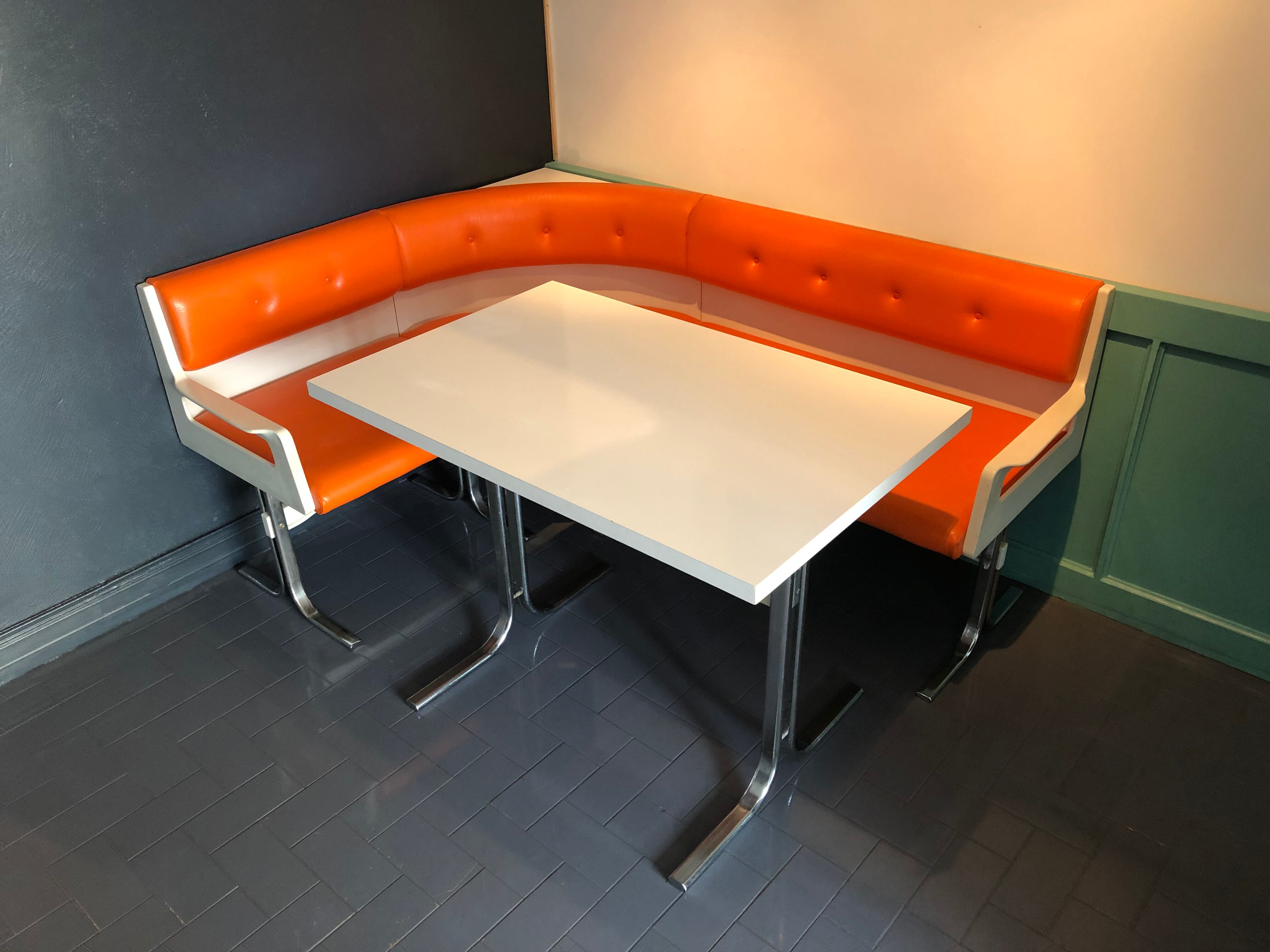 Vintage dining area bench and matching table